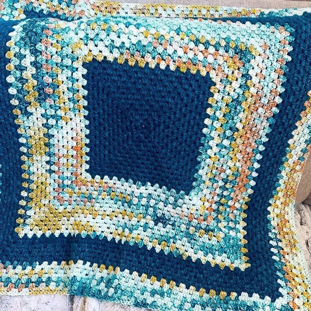 Vintage Crochet Handmade Afghan Baby Blanket Throw